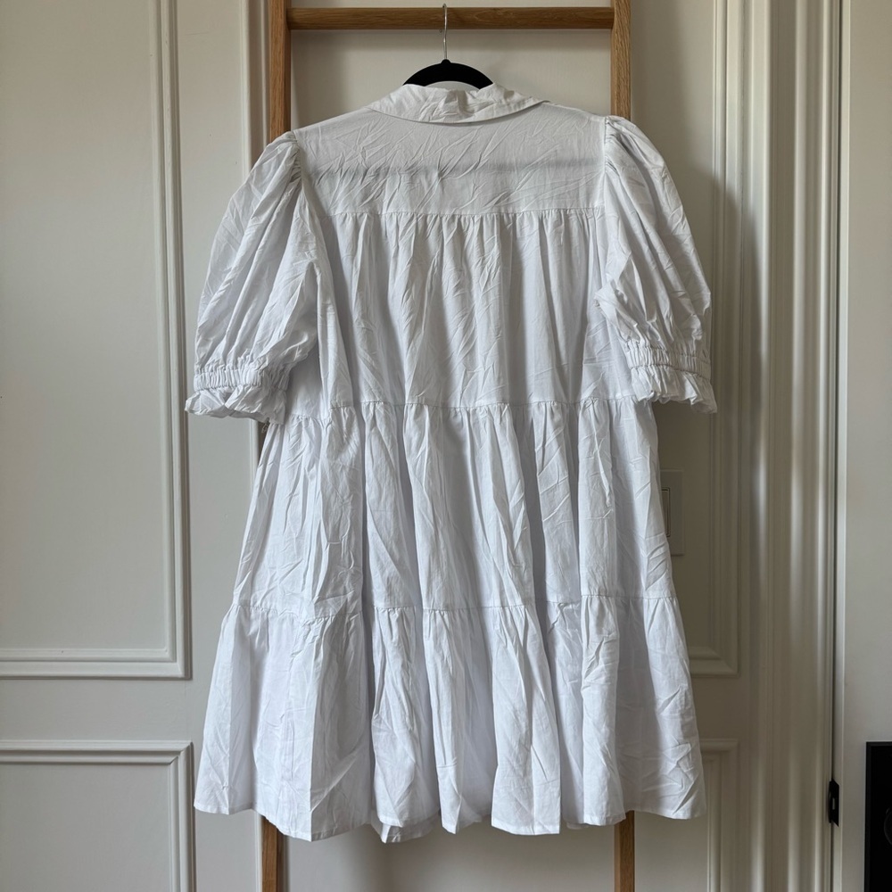 Madison The Label Cecilie Mini Shirt Puff Sleeve Dress - White - NWT - Picture 6 of 6